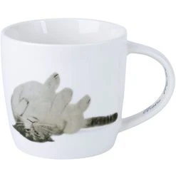 Maxwell And Williams Marc Martin Feline Friends Mug 400ml - Upside Down Cat