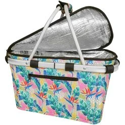 Sachi Insulated Carry Basket W/Lid Botanical