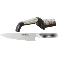 Global Cooks Knife And Sharpener Set - 20cm