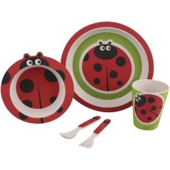 Bambeco Bamboo 5 Piece Kids Meal Set - Ladybug