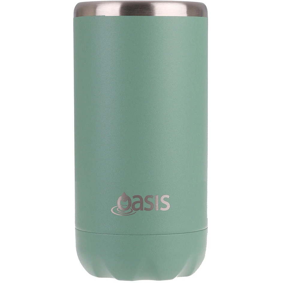 Oasis Insulated Cooler Can 330ml Stainless Steel Double Wall - Sage Green 3 Oasis Insulated Cooler Can 330ml Stainless Steel Double Wall - Sage Green