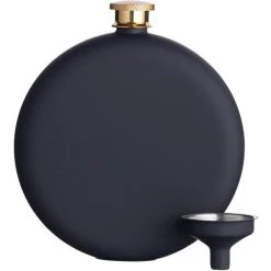 BarCraft Hip Flask Soft Touch 350ml Gift Boxed - Black