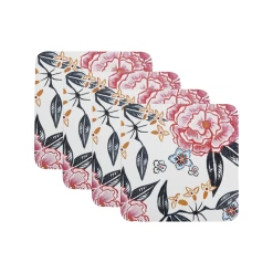 Maxwell And Williams Peony Cork Back Coaster 10.5cm Set Of 4 Gift Boxed