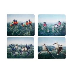Maxwell And Williams Birds Of Australia KC 10yr Anniversary Cork Back Placemat 34x26.5cm Set Of 4 Assorted Gift Boxed