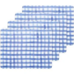 Ecology Ripe Set Of 4 Placemats 34 X 26.5cm Blue Gingham