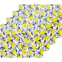 Ecology Punch Set Of 4 Placemats 34 X 26.5cm Lemon