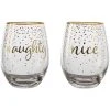 Maxwell And Williams Celebrations Stemless Glass 500ml Set Of 2 Naughty Nice Gift Boxed