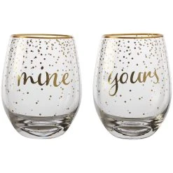 Maxwell And Williams Celebrations Stemless Glass 500ml Set Of 2 Mine Yours Gift Boxed