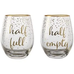 Maxwell And Williams Celebrations Stemless Glass 500ml Set Of 2 Full Empty Gift Boxed