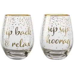 Maxwell And Williams Celebrations Stemless Glass 500ml Set Of 2 Relax Hooray Gift Boxed