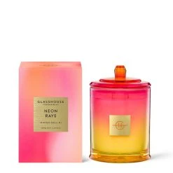 Glasshouse Fragrances Neon Rays 380g Soy Candle - Mango Bellini