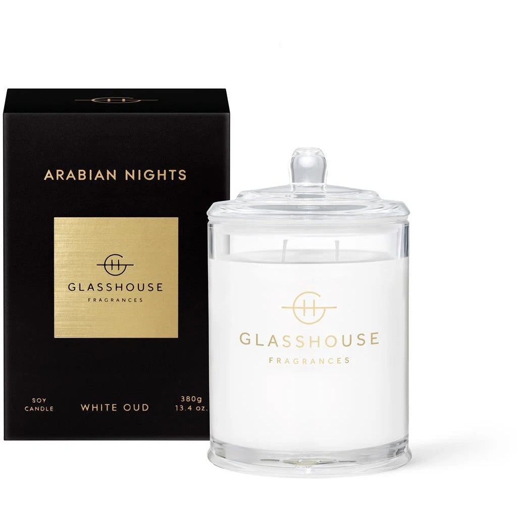 Glasshouse Fragrances Arabian Nights - White Oud 380g Triple Scented Candle 3 Glasshouse Fragrances Arabian Nights - White Oud 380g Triple Scented Candle