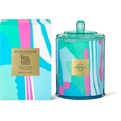 Glasshouse Fragrances Pool Party 380g Soy Candle - Pink Orchid & Rhubarb
