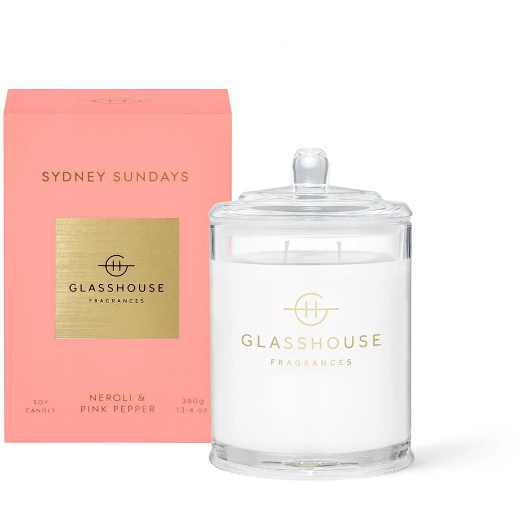 Glasshouse Fragrances Sydney Sundays - Neroli And Pink Pepper 380g Triple Scented Candle 3 Glasshouse Fragrances Sydney Sundays - Neroli And Pink Pepper 380g Triple Scented Candle