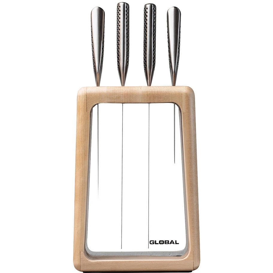 Global Hashira 5 Piece Knife Block - Maple 3 Global Hashira 5 Piece Knife Block - Maple