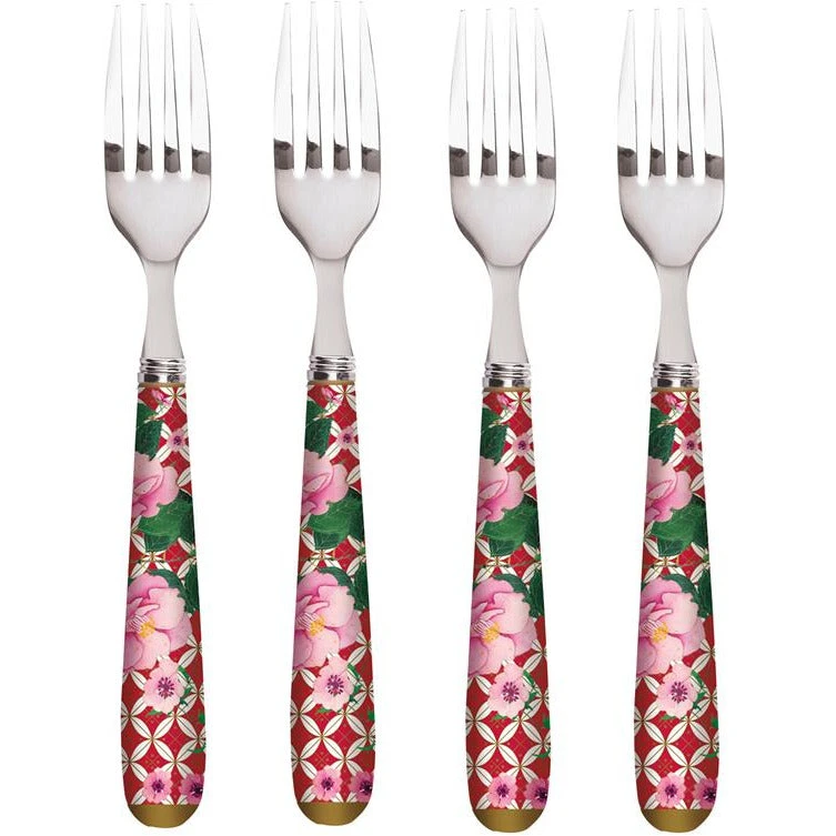 Maxwell And Williams Teas And CS Silk Road Cake Fork Set Of 4 - Cherry Red 3 Maxwell And Williams Teas And CS Silk Road Cake Fork Set Of 4 - Cherry Red
