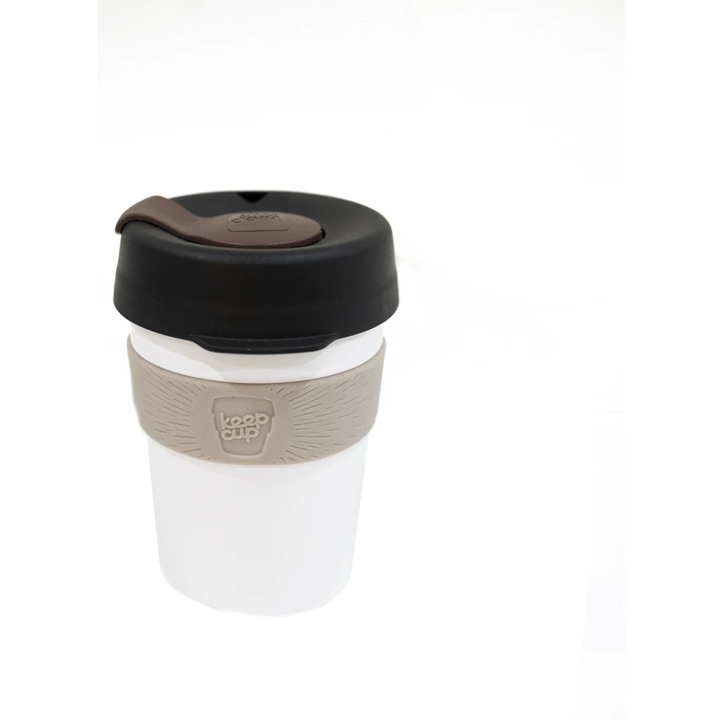 KeepCup Original 12Oz White Base Latte Band Black Lid Brown Plug 3 KeepCup Original 12Oz White Base Latte Band Black Lid Brown Plug