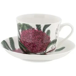 Maxwell And Williams Royal Botanic Gardens Australian Botanics Breakfast Cup & Saucer 450ML Telopea Gift Boxed