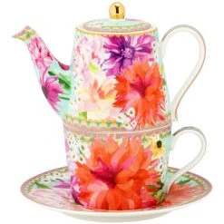 Maxwell And Williams Teas And Cs Dahlia Daze Tea For One With Infuser 340ML Sky Gift Boxed