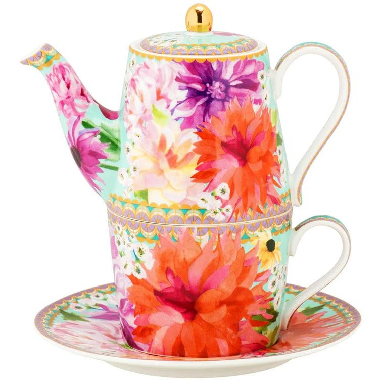 Maxwell And Williams Teas And Cs Dahlia Daze Tea For One With Infuser 340ML Sky Gift Boxed 3 Maxwell And Williams Teas And Cs Dahlia Daze Tea For One With Infuser 340ML Sky Gift Boxed