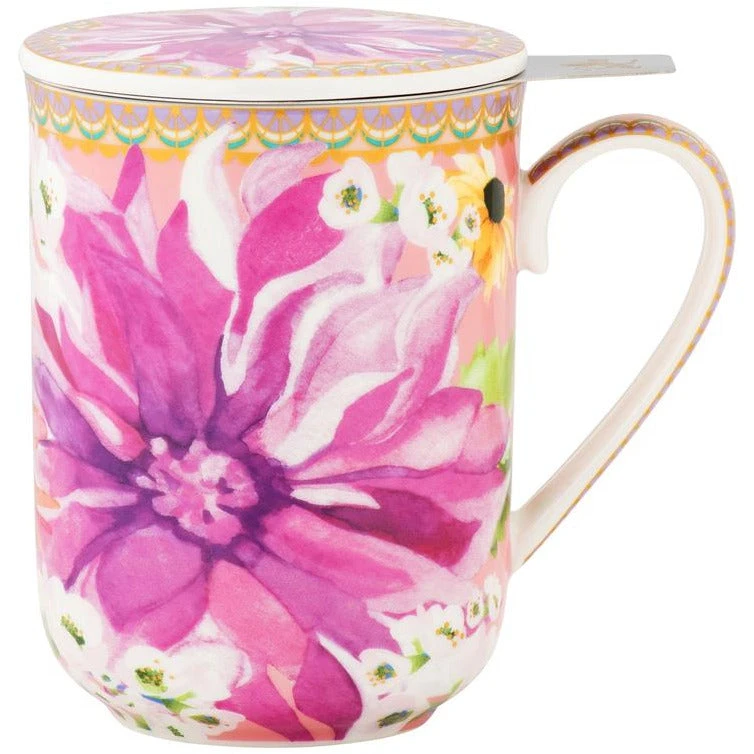 Maxwell And Williams Teas And Cs Dahlia Daze Lidded Mug With Infuser 340ML Pink Gift Boxed 3 Maxwell And Williams Teas And Cs Dahlia Daze Lidded Mug With Infuser 340ML Pink Gift Boxed