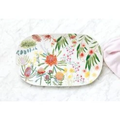 Maxwell And Williams Royal Botanic Gardens Native Blooms Oval Platter 37x23cm Gift Boxed -Glasshouse Fragrances shop Maxwell Williams RBGV NativeBlooms Platter Oblong 37cm DB 1024x1024