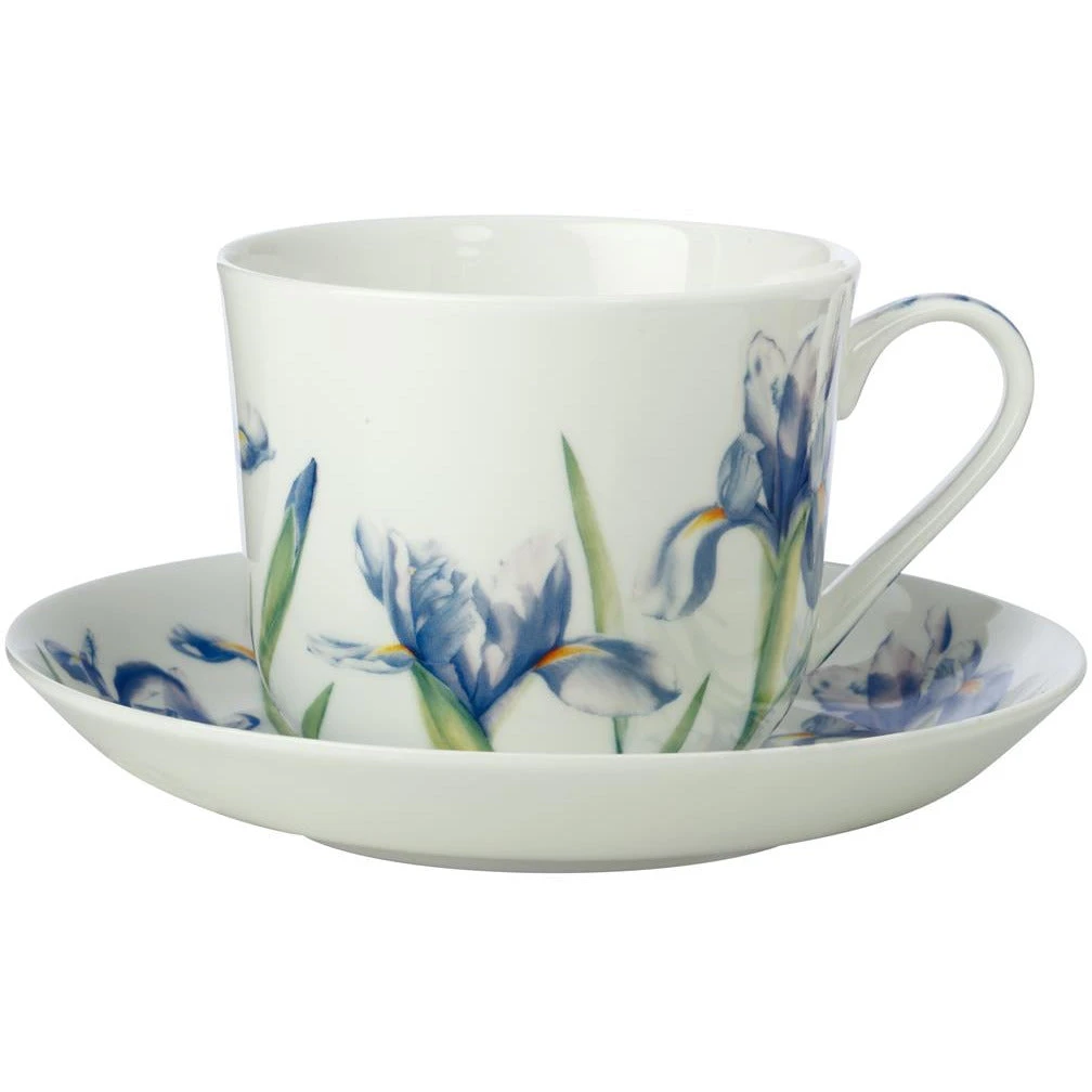 Maxwell And Williams Katherine Castle Floriade Breakfast Cup & Saucer 480ml Irises Gift Boxed 3 Maxwell And Williams Katherine Castle Floriade Breakfast Cup & Saucer 480ml Irises Gift Boxed