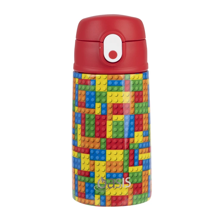 Oasis Kids Drink Bottle With Sipper 400ml Bricks 3 Oasis Kids Drink Bottle With Sipper 400ml Bricks