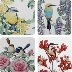 Maxwell And Williams Royal Botanic Gardens - Garden Friends Cork Back Coaster 10.5cm Set Of 4 Assorted Gift Boxed