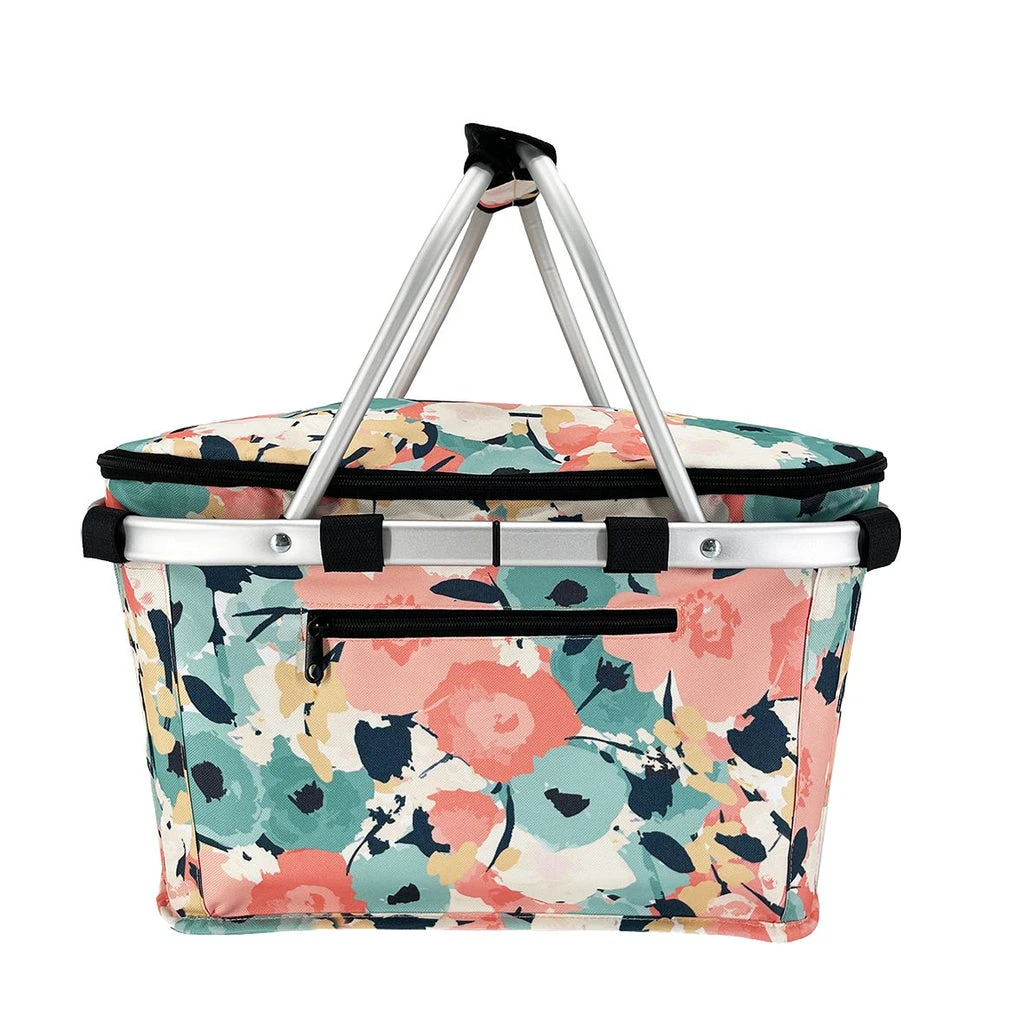 Sachi Insulated Carry Basket With Lid Pastel Blooms 4 Sachi Insulated Carry Basket With Lid Pastel Blooms - Image 2