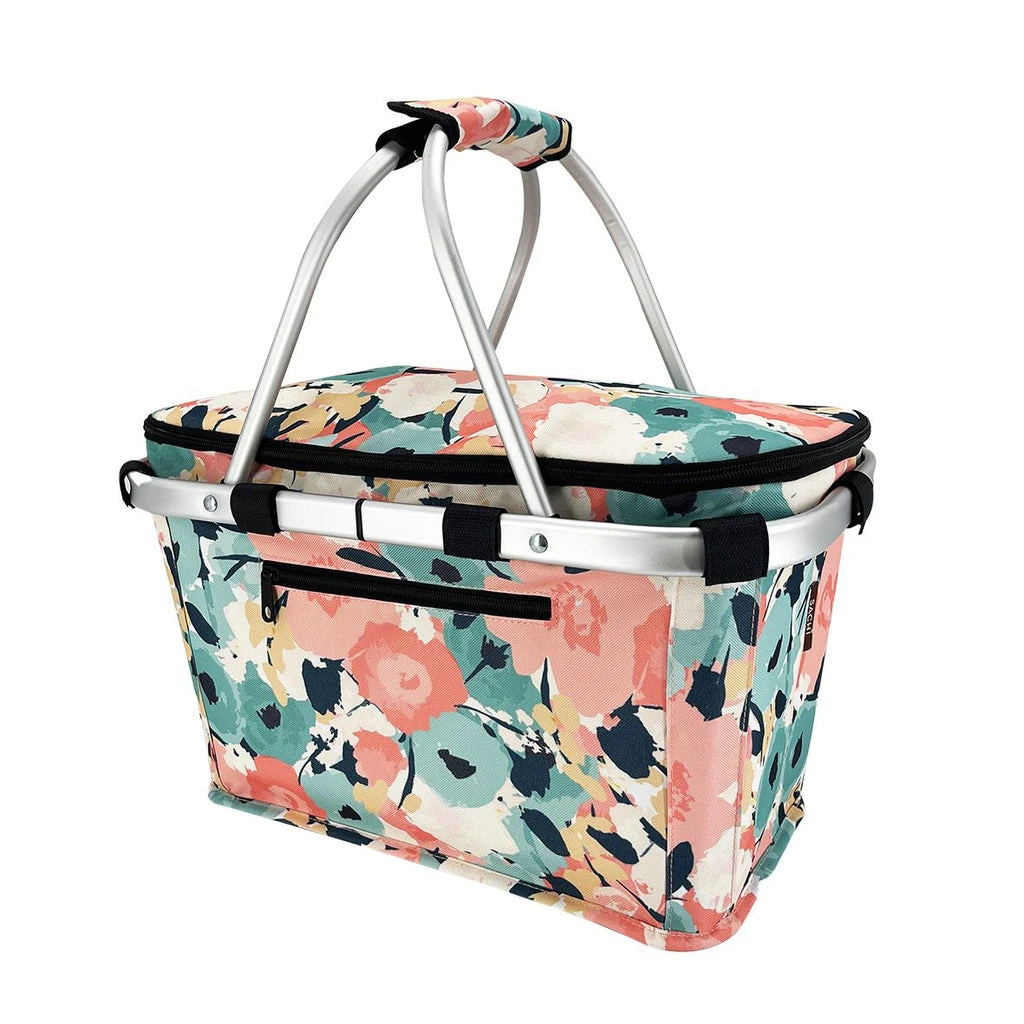 Sachi Insulated Carry Basket With Lid Pastel Blooms 5 Sachi Insulated Carry Basket With Lid Pastel Blooms - Image 3