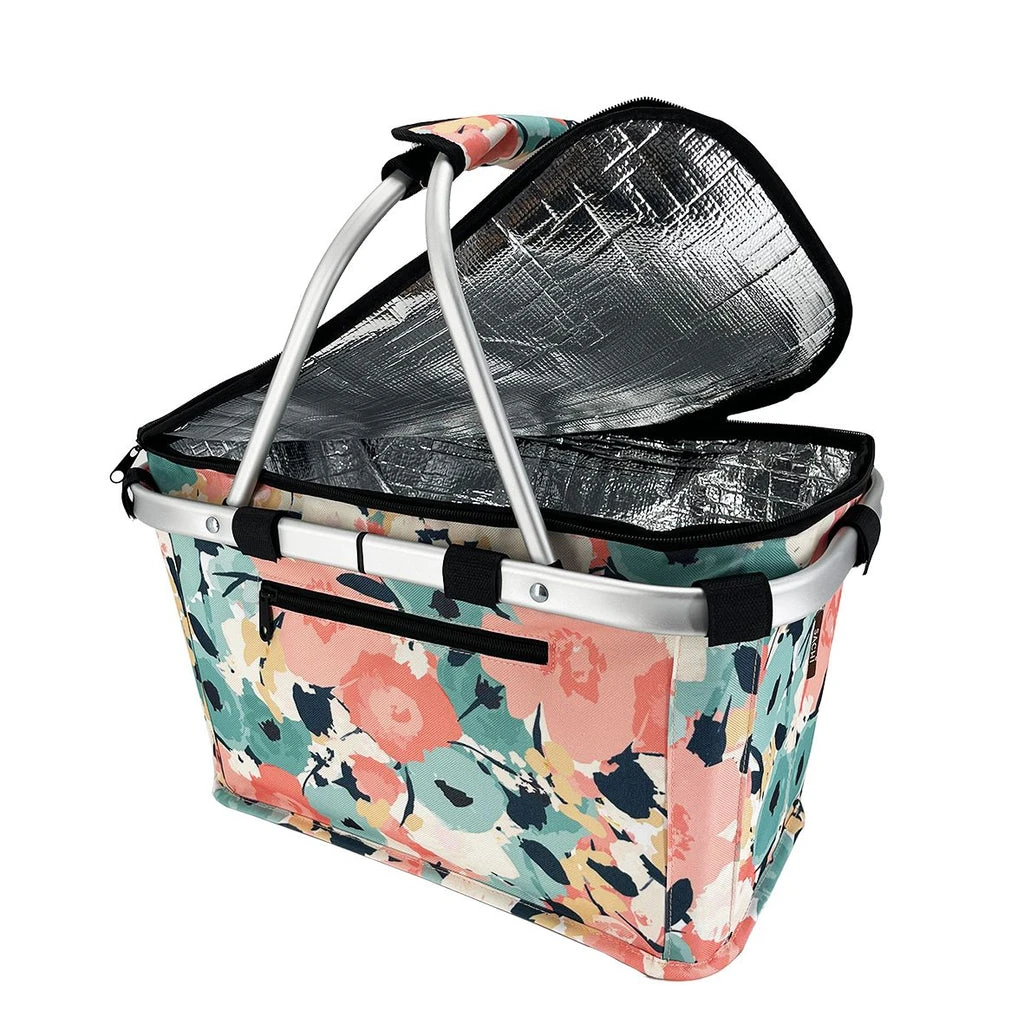 Sachi Insulated Carry Basket With Lid Pastel Blooms 3 Sachi Insulated Carry Basket With Lid Pastel Blooms