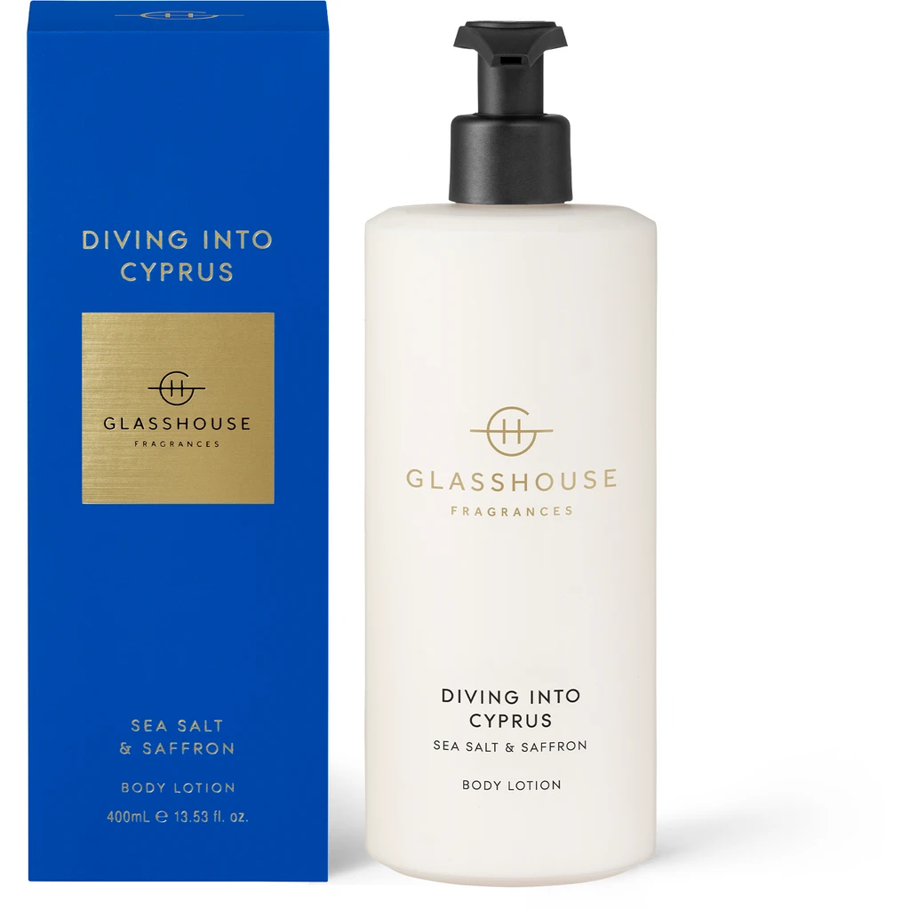 Glasshouse Fragrances Diving Into Cyprus - Sea Salt And Saffron Body Lotion 400ml 3 Glasshouse Fragrances Diving Into Cyprus - Sea Salt And Saffron Body Lotion 400ml